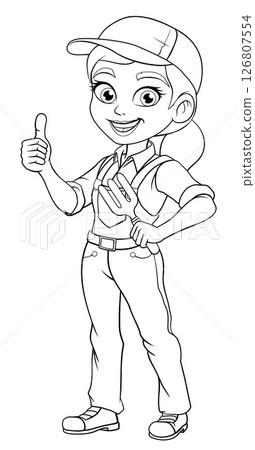 Woman Female Gardener Farmer Gardening Cartoon 126807554