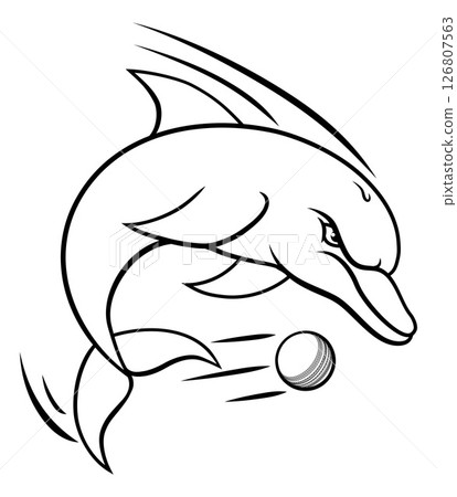 Dolphin Animal Cricket Ball Sports Team Mascot Dolphin Animal Cricket Ball Sports Team Mascot 126807563