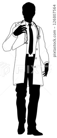 Doctor Man and Clipboard Medical Silhouette Person Doctor Man and Clipboard Medical Silhouette Person 126807564