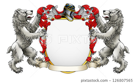 Polar Bear Coat of Arms Crest Heraldic Shield 126807565