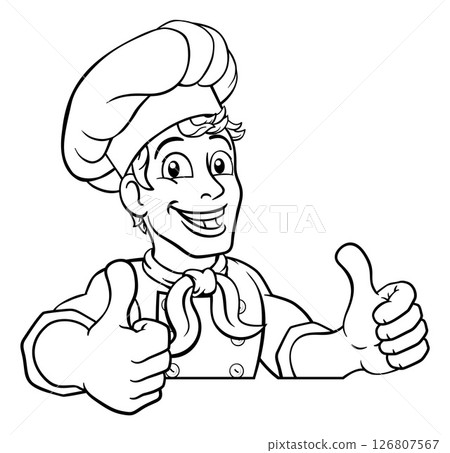 Chef Cook Baker Thumbs Up Cartoon Character Chef Cook Baker Thumbs Up Cartoon Character 126807567