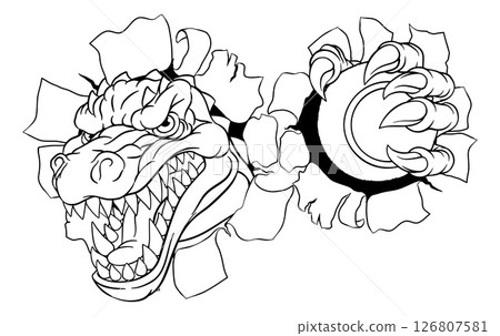 Crocodile Dinosaur Alligator Tennis Sports Mascot 126807581