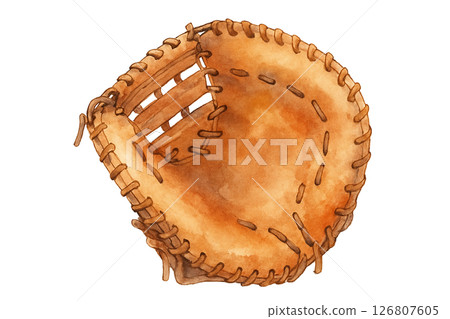 一壘手手套的水彩插圖（透明背景） 126807605