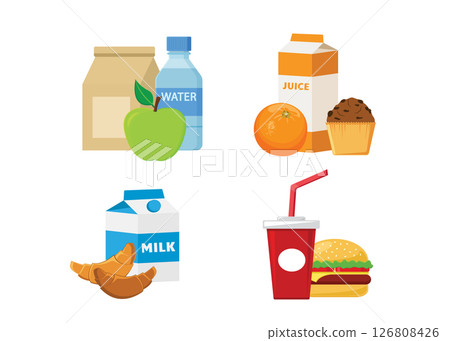 Set of lunch food icons. Vector illustration stock illustration Set of lunch food icons. Vector illustration stock illustration 126808426