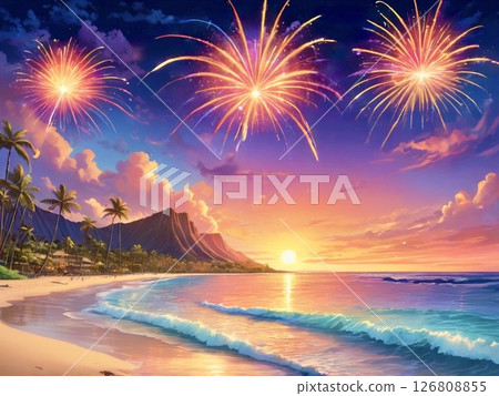 tropical sunset beach 126808855