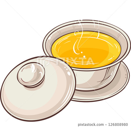 Gaiwan isolated Colored Detailed Illustration for Design and Decoration for Cafeteria, Posters, Banners, Cards. Gaiwan isolated Colored Detailed Illustration for Design and Decoration for Cafeteria, Posters, Banners, Cards. 126808980