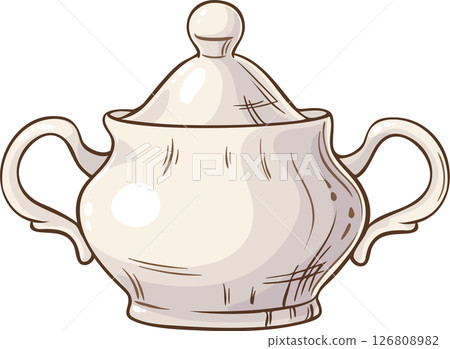 Sugar Bowl Isolated Colored Detailed Illustration Sugar Bowl Isolated Colored Detailed Illustration 126808982