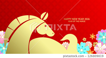 Minimalist chinese new year of the horse 2026 card 126809819