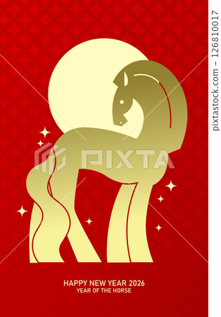 Minimalist style zodiac horse shape onmoon background 126810017
