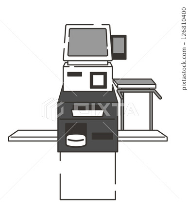 Illustration of a self-checkout with a stand Illustration of a self-checkout with a stand 126810400
