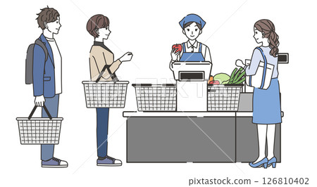 人們在收銀台等候的插圖 人們在收銀台等候的插圖 126810402