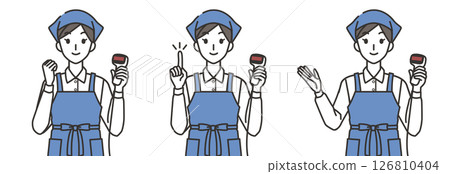 一組女店員拿著條碼閱讀器 126810404