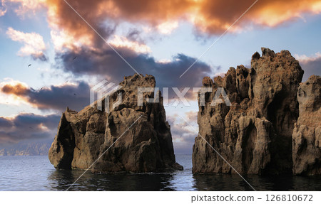 calanques cliffs of Piana, on mediterranee sea,  Corse, france 126810672