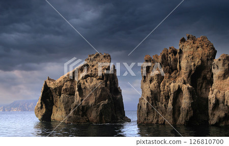 calanques cliffs of Piana, on mediterranee sea,  Corse, france 126810700