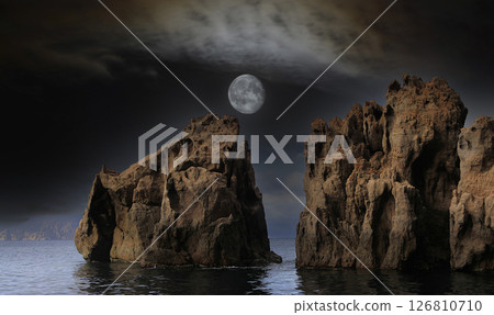 calanques cliffs of Piana, on mediterranee sea,  Corse, france 126810710