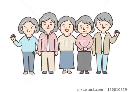 五位精力充沛的老年婦女的插圖 五位精力充沛的老年婦女的插圖 126810859