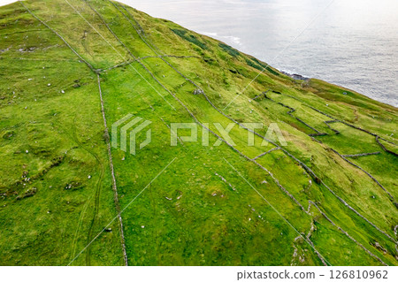 Aerial view of Dunmore Head by Portnoo in County Donegal, Ireland. 126810962