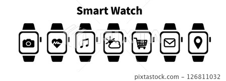 Smartwatch icon (black and white flat) 126811032