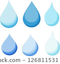 blue water set of water drops on white background,3d water drops icon 126811531