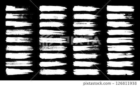 Grunge brush strokes, lines, ink smudges, hand-drawn scribble shapes. Handmade sketchy marks, acrylic stains, charcoal streaks. Paint textures, dry brush effect. Marker underline. Vector illustration 126811938