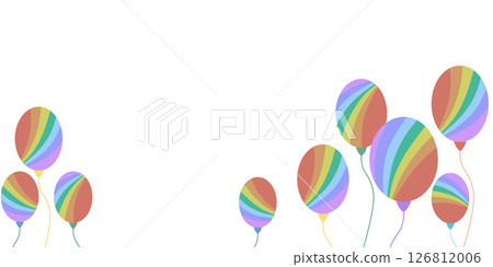 Rainbow-colored balloons floating in a beautiful arrangement, perfect as a background for Pride Month or gender equality themes 126812006