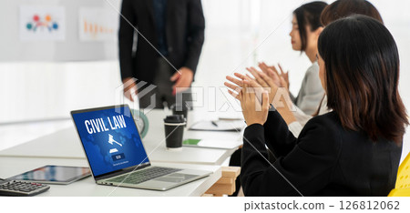 Civil law brisk information showing on computer screen for Common Justice Civil law brisk information showing on computer screen for Common Justice 126812062