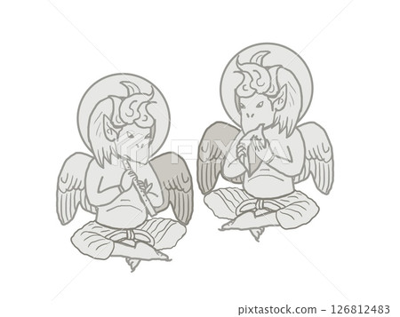 描繪嘉魯達斯吹笛子的風景畫插圖 126812483