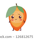Cute Mango cartoon character with cup of tea,orange fruit ,Funny mascot of mango with happy smile vector illustration 126812675