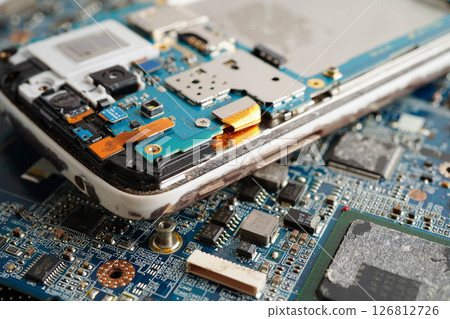 Repairing and upgrade mobile phone, electronic, computer hardware and technology concept. 126812726