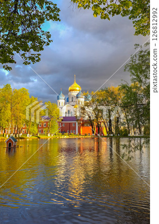 Sunny evening view of the monastery, Moscow 126812992