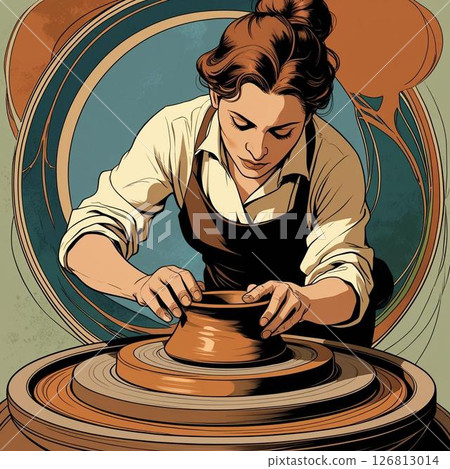 Female potter at work Female potter at work 126813014