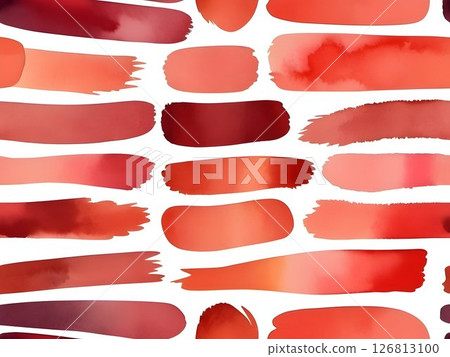 Vibrant red watercolor splashing dynamically, creating abstract pattern with fluid motion and energetic strokes against pristine white surface 126813100