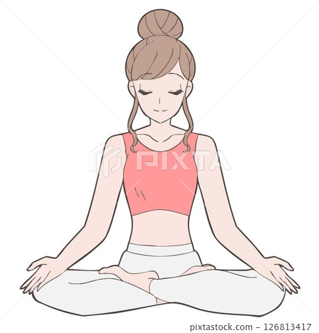 蓮花姿勢的插圖 蓮花姿勢的插圖 126813417