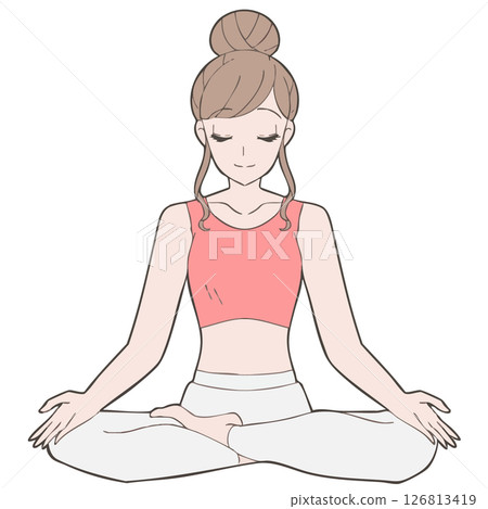半蓮花姿勢的插圖 126813419