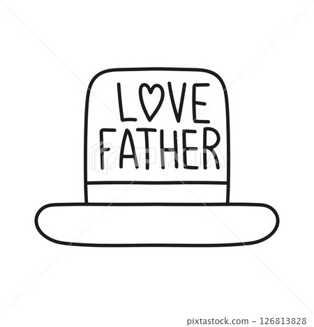 Fathers Day Bear concept. line, illustration hat with "Love Father" written on it. in thin line style Fathers Day Bear concept. line, illustration hat with "Love Father" written on it. in thin line style 126813828