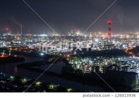 《岡山縣》水島綜合工廠/工廠夜景《從和way山天際線出發》 126813936
