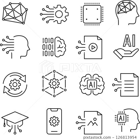 Line icon set about generative AI 126813954