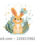 Cute bunny cartoon character vector illustration on white background 126813982