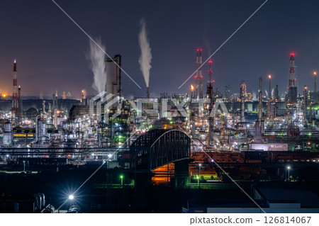 《Okayama Prefecture》Mizushima Petrochemical Complex and Factory Night View 126814067