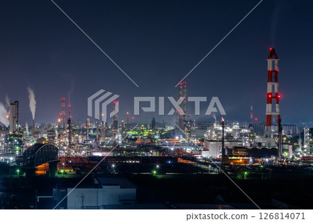 《岡山縣》水島石油化學聯合企業及工廠夜景 126814071