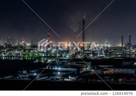 《Okayama Prefecture》Mizushima Petrochemical Complex and Factory Night View 126814076