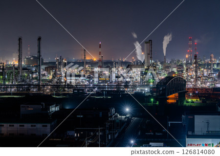 《岡山縣》水島石油化學聯合企業及工廠夜景 126814080