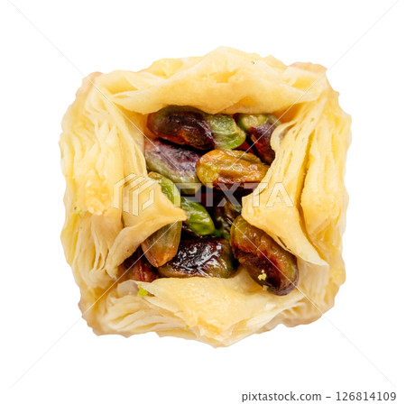 above view layered square baklava with pistachio above view layered square baklava with pistachio 126814109