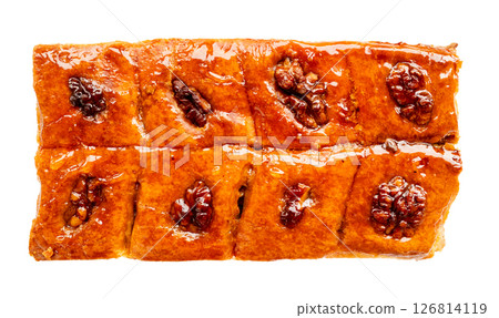 top view of strip of armenian pahlava cut out top view of strip of armenian pahlava cut out 126814119