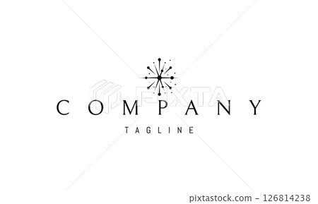 Vector logo with an abstract image of an atom with particles. 126814238