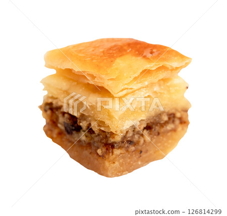 piece of armenian baklava cut out on white 126814299
