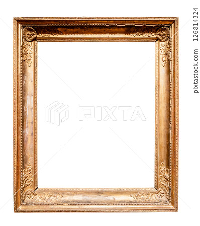 ancient vertical golden wood picture frame cutout 126814324