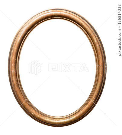 old vertical oval golden painting frame cutout 126814338