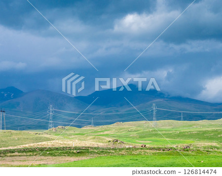 dark storm clouds over mountains in Syunik 126814474