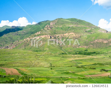 green gardens on slope of mountain in Syunik green gardens on slope of mountain in Syunik 126814511